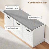 HOMCOM Three-Drawer Shoe Bench, with Seat - White(m-4)