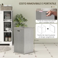 HOMCOM Mobile Bagno Portabiancheria con Cesto Rimovibile e Ripiani Regolabili, 60x38x86 cm, Bianco(m-7)