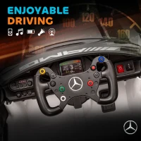 AIYAPLAY Mercedes-Elektroauto, Aufsitzauto für Kinder, 12V Batterie, LED-Lichter, Musikfunktion, Hupe, 3-8 Jahre, Weiß(m-8)