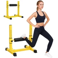 SPORTNOW Bulgarian Split Squat Stand, 12-Level Adjustable Single Leg Squat Machine with Foam Roller and Anti-Slip Pads for Lower Body Strength Training, Yellow(m-10)