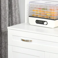 HOMCOM Mobile Cucina Moderno con 2 Armadietti, Ante in Vetro e Mensole Regolabili, 80x48x170 cm, Bianco(m-10)