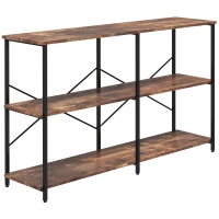 HOMCOM Industrial 3-Tier Storage Shelf with Metal Frame and Adjustable Foot Pads, Display Storage Rack, Brown