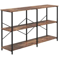 HOMCOM Industrial 3-Tier Storage Shelf with Metal Frame and Adjustable Foot Pads, Display Storage Rack, Brown(m-1)