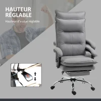 Vinsetto Fauteuil de bureau massant et chauffant, chaise de bureau, hauteur réglable, dossier inclinable, 66x74x121,5cm gris(m-6)