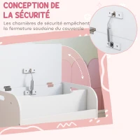 AIYAPLAY Coffre à jouet enfant, coffre de rangement enfant, couvercle rabattable et compartiment ouvert, 60x40x43cm, blanc(m-6)