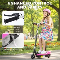 HOMCOM Foldable Powered Scooter Ride on 12V 120W W/Brake Kickstand-Pink(m-7)