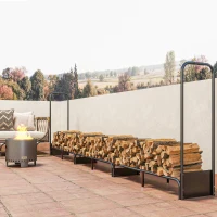 Outsunny Range bûches extérieur, abri bois de chauffage couverture imperméable 600D Oxford charge 300 kg 389 x 38 x 118 cm noir(m-8)