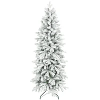 HOMCOM 6ft Flocked Artificial Christmas Tree(m-1)