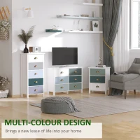 HOMCOM Slim Storage Cabinet Organiser, Chest of Drawers, 5-Drawer Dresser with Metal Handle for Living Room, Bedroom, Blue(m-4)