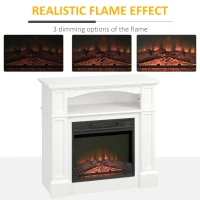 HOMCOM Șemineu Electric 1800W cu Efect de Flacără Reglabilă, Telecomandă și Timer(m-4)