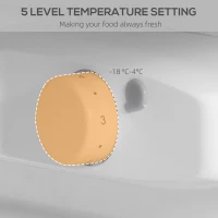 HOMCOM 88L Under Counter Fridge Freezer, Small Refrigerator with 5-Setting, 3 Star Freezer Rating, Black and Silver Tone(m-8)