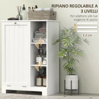 HOMCOM Mobile Bagno Portabiancheria con Cesto Rimovibile e Ripiani Regolabili, 60x38x86 cm, Bianco(m-5)