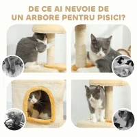 PawHut Arborele pentru Pisici cu Crenguță și Căsuță 40x30x72 cm Bej și Galben(m-7)