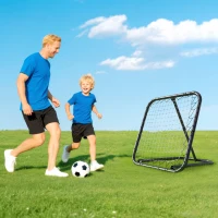 HOMCOM Filet de rebond de football rebondisseur de football ajustable pliable portable 4 piquets de fixations au sol filet de PE noir blanc 78 x 84 x 78 cm(m-10)