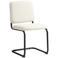 HOMCOM Chaise salle à manger, chaise de cuisine avec revêtement en effet laine boucleé, siège rembourré et pieds en acier crème(m-12)