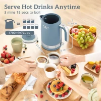 HOMCOM Sleek Textured Kettle and Four-Slice Toaster Set - Blue(m-4)