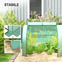 Outsunny Serra a Tunnel in Acciaio e Plastica Impermeabile Anti UV con 4 Porte, 395x100x80 cm, Verde(m-5)