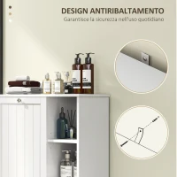 HOMCOM Mobile Bagno Portabiancheria con Cesto Rimovibile e Ripiani Regolabili, 60x38x86 cm, Bianco(m-6)