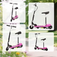 HOMCOM Foldable Powered Scooter Ride on 12V 120W W/Brake Kickstand-Pink(m-9)