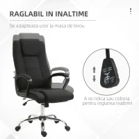 Vinsetto Scaun de Birou Ergonomic, Basculant și Captusit cu Înălțime Reglabilă, 62x76x110-119 cm, Negru(m-4)
