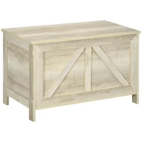 HOMCOM Coffre de rangement couvercle relevable avec charnières de sécurité pour ouvrir à 100 ° 76L x 39l x 48H cm bois naturel(m-12)