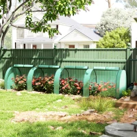 Outsunny Serra a Tunnel in Acciaio e Plastica Impermeabile Anti UV con 4 Porte, 395x100x80 cm, Verde(m-2)