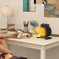 HOMCOM Încălzitor electric reglabil cu 3 moduri, 21.5x15.8x22 cm, Negru(m-9)