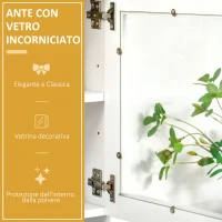 HOMCOM Mobile Cucina Moderno con 2 Armadietti, Ante in Vetro e Mensole Regolabili, 80x48x170 cm, Bianco(m-5)