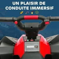 HOMCOM Quad électrique enfant de 3 à 5 ans 12 V 2 moteurs 2 vitesses 3-6 km/h phares LED klaxon rouge(m-6)