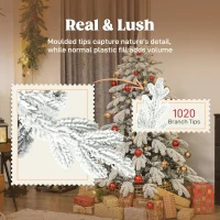 HOMCOM 5ft Super Flocked Christmas Tree - Green/White(m-5)