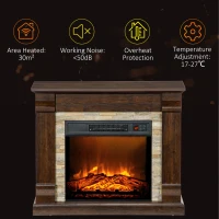 HOMCOM Semineu Electric de Podea cu Timer, Temperatura Reglabila, din Metal, ABS si PAL, 80x21.6x67.8 cm, Maro(m-7)