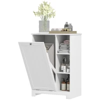 HOMCOM Mobile Bagno Portabiancheria con Cesto Rimovibile e Ripiani Regolabili, 60x38x86 cm, Bianco(m-11)