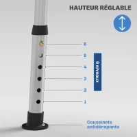 HOMCOM Tabouret de douche pour personnes âgées et handicapées hauteur réglable patins antidérapants support de pomme de douche(m-7)