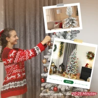 HOMCOM 6ft Flocked Artificial Christmas Tree(m-7)