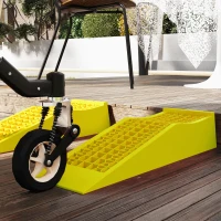 HOMCOM Ensemble de 2 rampes pour voiture véhicule utilitaire rampe de chargement dim. 70L x 19,5l x 7,8H cm PP jaune(m-10)