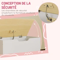 AIYAPLAY Coffre à jouet enfant sur roulettes, coffre de rangement enfant avec couvercle rabattable, 59 x 30 x 53 cm, blanc(m-6)