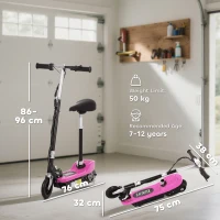 HOMCOM Foldable Powered Scooter Ride on 12V 120W W/Brake Kickstand-Pink(m-3)