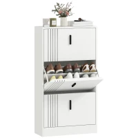 HOMCOM Meuble à chaussures armoire à chaussures à 3 abattants 18 paires grande capacité en bois 63 x 24 x 117 cm blanc(m-11)
