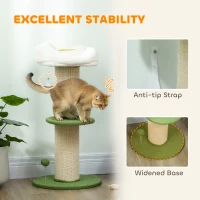 PawHut Ansamblu pentru Pisici, din Sisal și Pat în Formă de Floare Verde, 92cm(m-6)