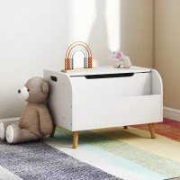 AIYAPLAY Coffre à jouet enfant, coffre de rangement enfant, couvercle rabattable et compartiment ouvert, 60x40x43cm, blanc(m-9)