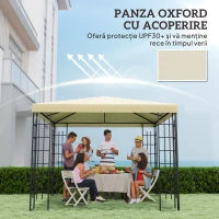 Outsunny Acoperiș pentru Foișor 3x3 m cu 8 Orificii din Țesătură Oxford 600D Cremă(m-6)