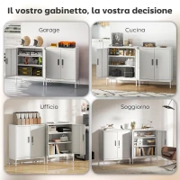 HOMCOM Armadietto da Ufficio in Acciaio a 2 Ripiani Regolabili con Serratura e 2 Chiavi, 80x40x100 cm, Bianco(m-6)