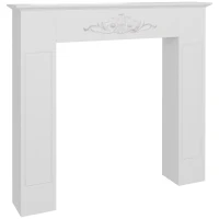 HOMCOM Manteau de cheminée encadrement cadre décoratif pour cheminée électrique 101 x 19 x 100 cm bois blanc(m-12)