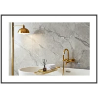 HOMCOM Specchio da Bagno Illuminato a LED con Colore e Temperatura Regolabile e Cornice in Alluminio, 70x3x50 cm, Nero(m-11)