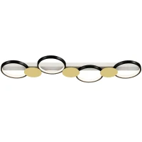 HOMCOM Plafonnier LED 38W, luminaire plafonnier 4 lumières à montage affleurant, télécommande, 100 x 31 x 7 cm, doré et noir(m-11)