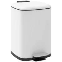 HOMCOM Poubelle de cuisine 12L avec couvercle, poubelle anti-traces de doigts avec pédale et seau intérieur amovible, blanc(m-12)