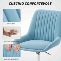 HOMCOM Sedia per Scrivania ad Altezza Regolabile con 5 Rotelle, in Silicone PU, Schiuma e Acciaio, 52x58x80-90 cm, Blu(m-4)