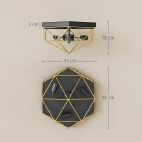 HOMCOM Lampada da Soffitto Stile Industriale Geometrica con 3 Attacchi E27 per Lampadine LED, Nero e Oro(m-3)