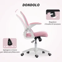 Vinsetto Sedia da Ufficio Ergonomica e Regolabile con Schienale a Rete e Seduta Imbottita, 65.5x61.5x88-97.5 cm, Rosa(m-5)
