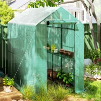 Outsunny 120 x 186cm Walk-In Greenhouse, with Shelves - Green(m-9)